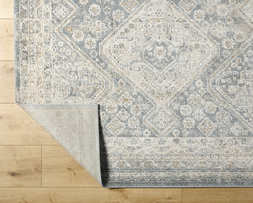 Sagen Blue And Cream Medallion Design Rug - The Rug Decor