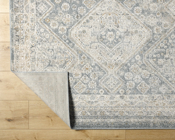 Sagen Blue And Cream Medallion Design Rug - The Rug Decor