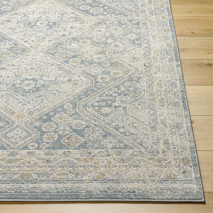 Sagen Blue And Cream Medallion Design Rug - The Rug Decor