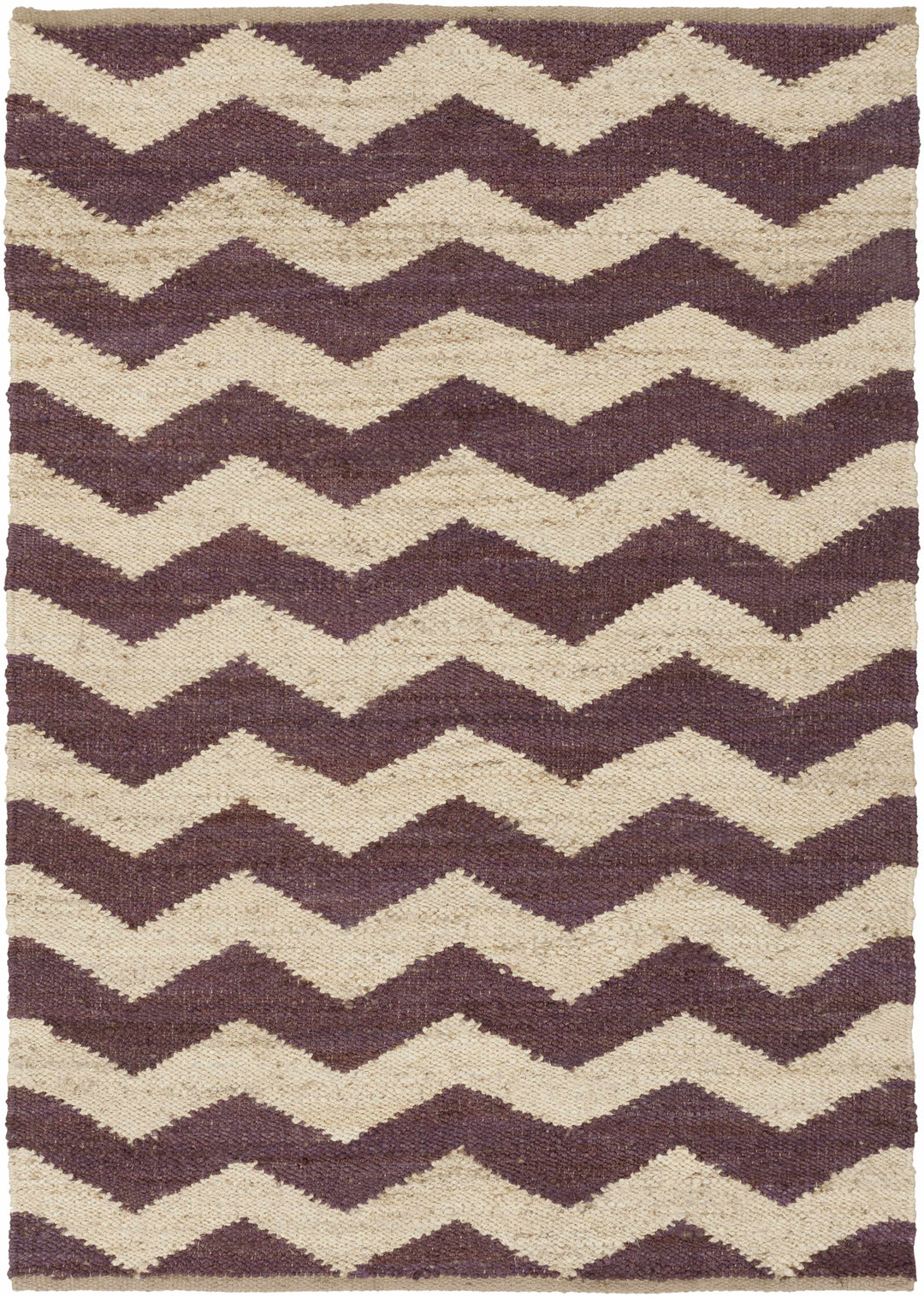 Saginaw Modern Chevron Pattern Beige And Purple Area Rug