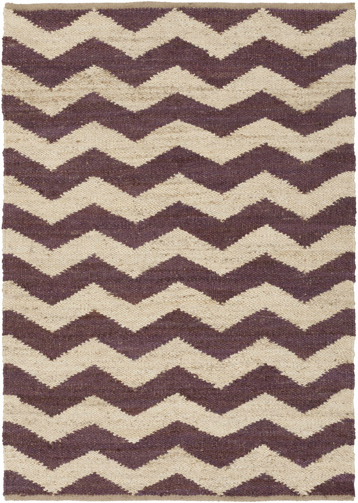 Saginaw Modern Chevron Pattern Beige And Purple Area Rug
