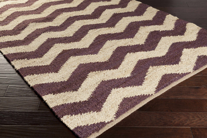 Saginaw Modern Chevron Pattern Beige And Purple Area Rug