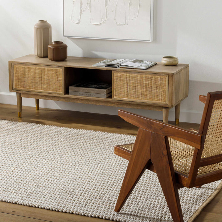 Ieuan Contemporary Ivory And Beige Geometrical Rug