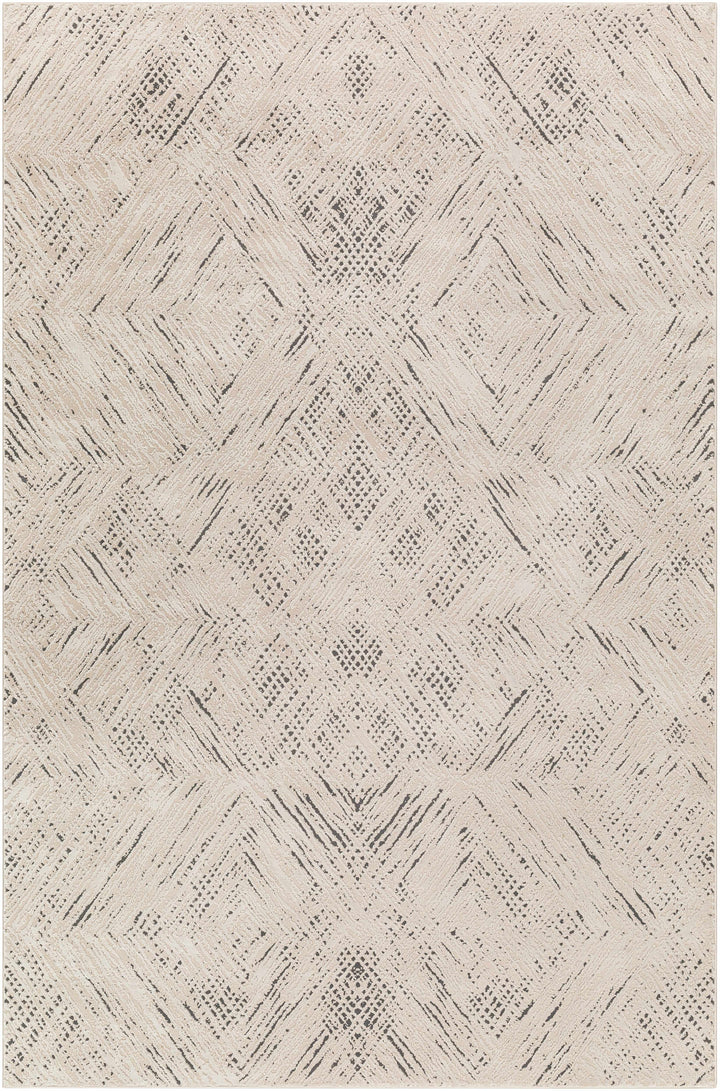 Garza Modern Style Beige And Charcoal Washable Rug