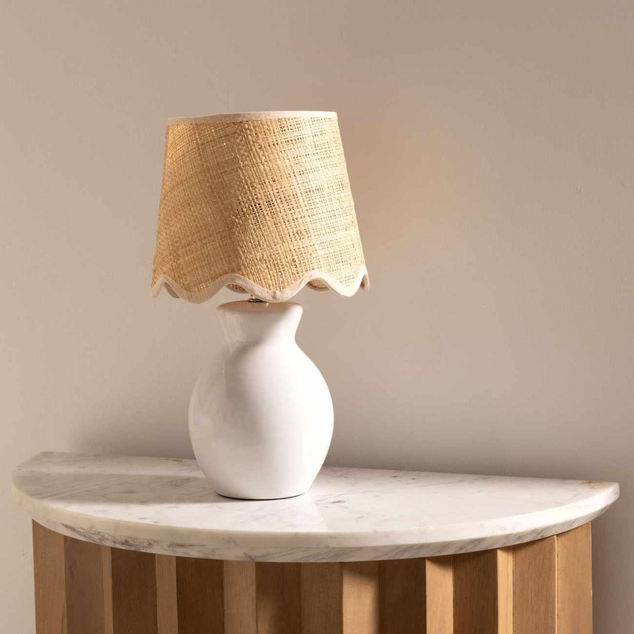 Salgareda White Ceramic Table Lamp | Transitional Accent Light - The Rug Decor