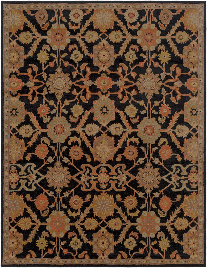 Salix Traditional hand Tufted Black Wool Rug - The Rug Decor