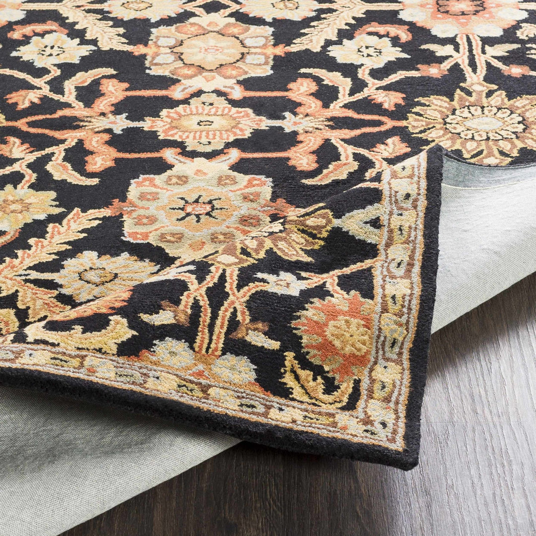 Salix Traditional hand Tufted Black Wool Rug - The Rug Decor