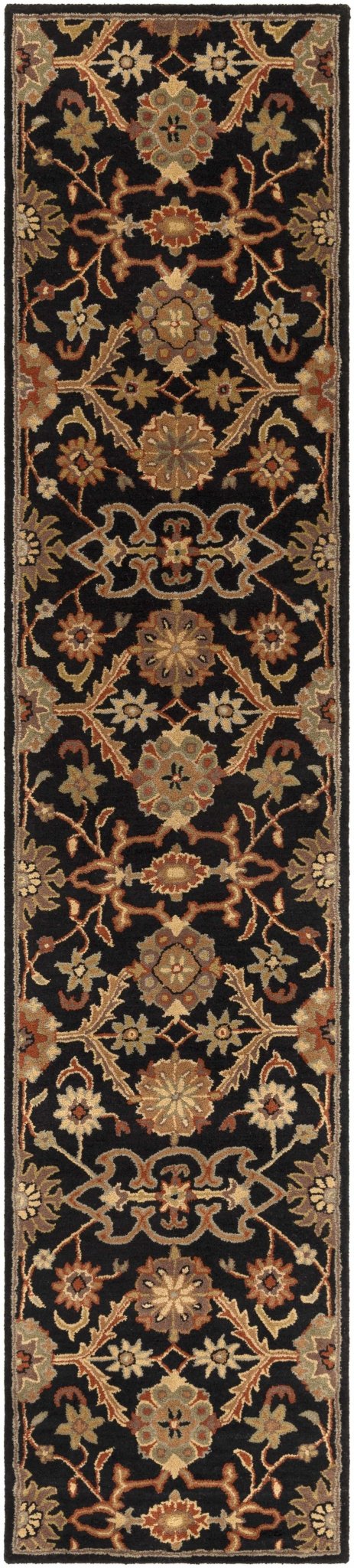 Salix Traditional hand Tufted Black Wool Rug - The Rug Decor
