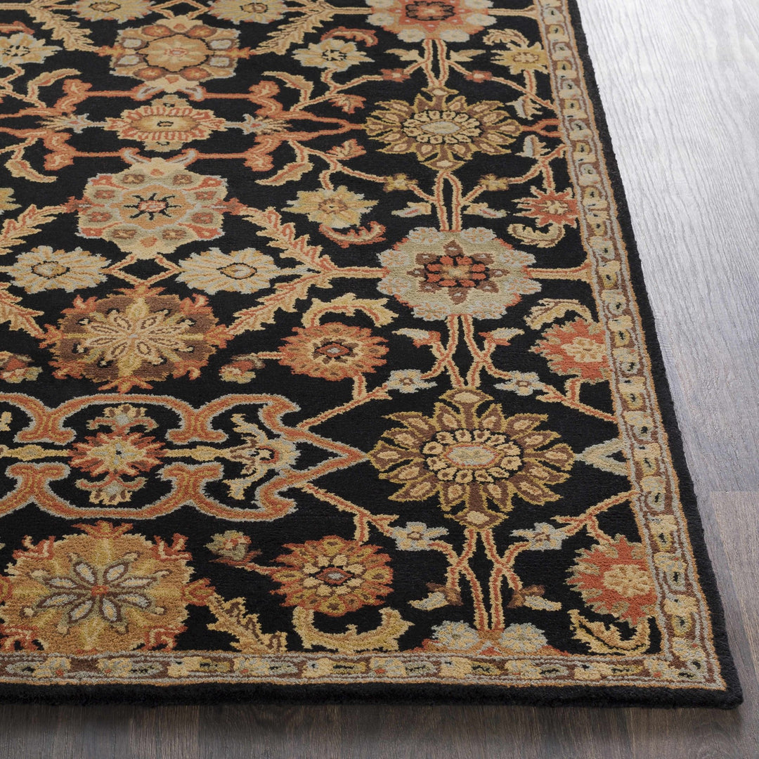 Salix Traditional hand Tufted Black Wool Rug - The Rug Decor