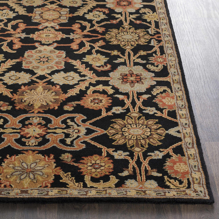 Salix Traditional hand Tufted Black Wool Rug - The Rug Decor