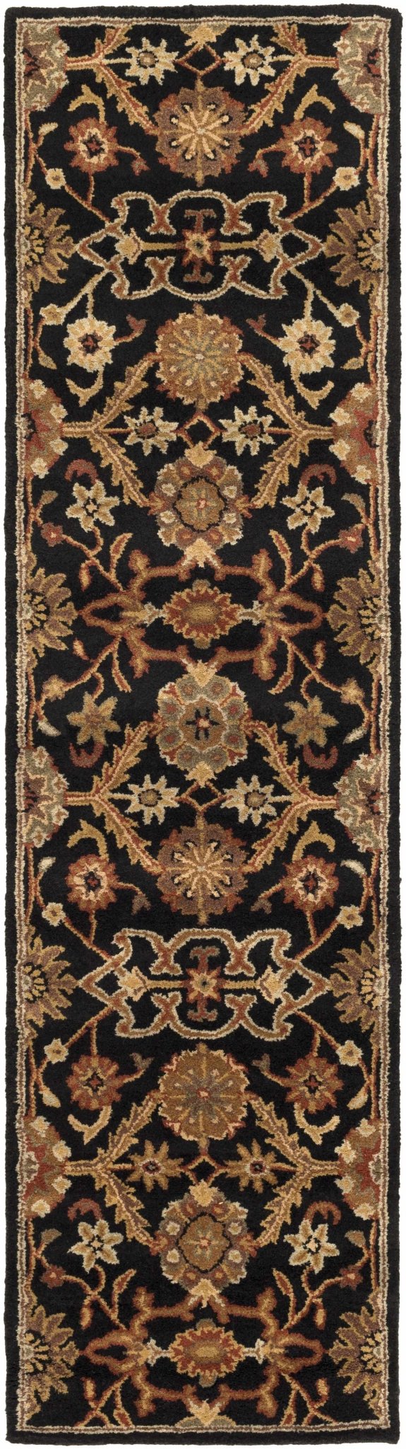 Salix Traditional hand Tufted Black Wool Rug - The Rug Decor