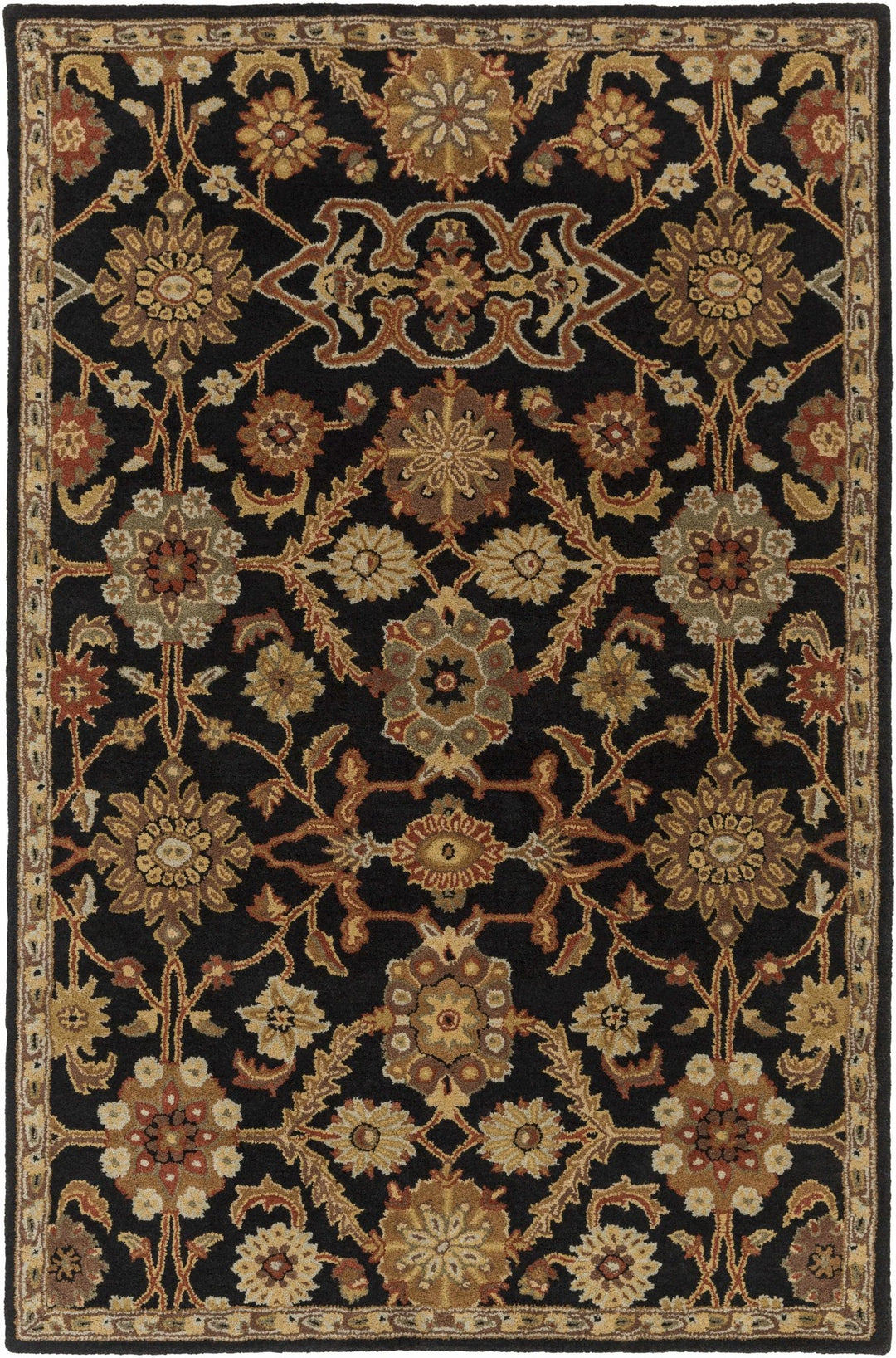 Salix Traditional hand Tufted Black Wool Rug - The Rug Decor