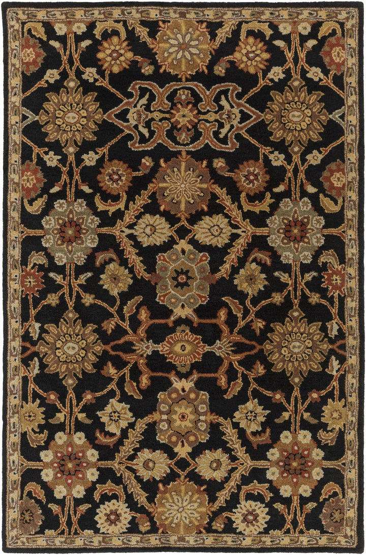 Salix Traditional hand Tufted Black Wool Rug - The Rug Decor