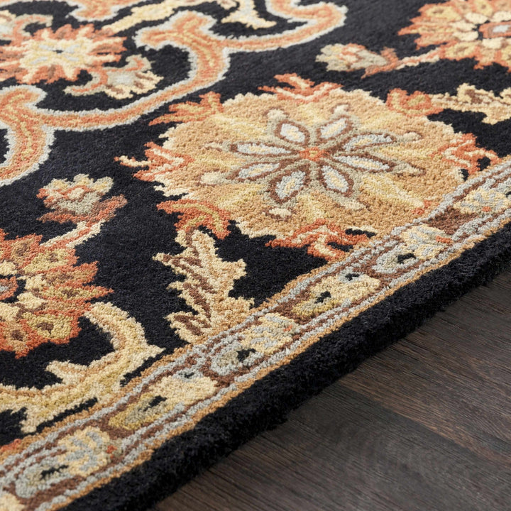 Salix Traditional hand Tufted Black Wool Rug - The Rug Decor