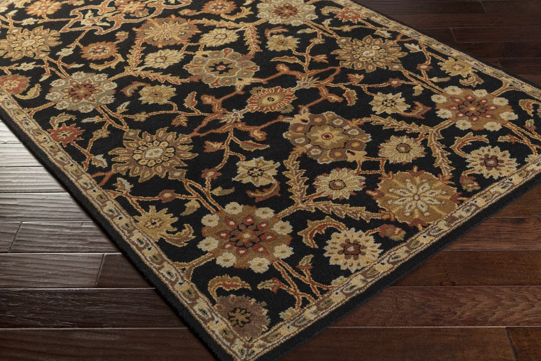 Salix Traditional hand Tufted Black Wool Rug - The Rug Decor