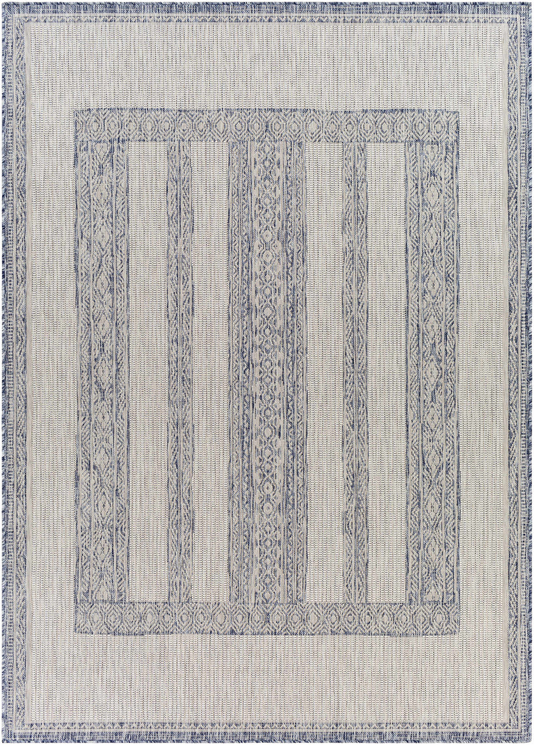 Sallynoggin Bohemian Style Blue And Off White Indoor & Outdoor Rug