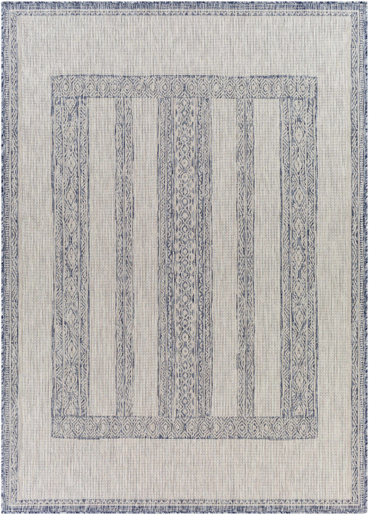 Sallynoggin Bohemian Style Blue And Off White Indoor & Outdoor Rug
