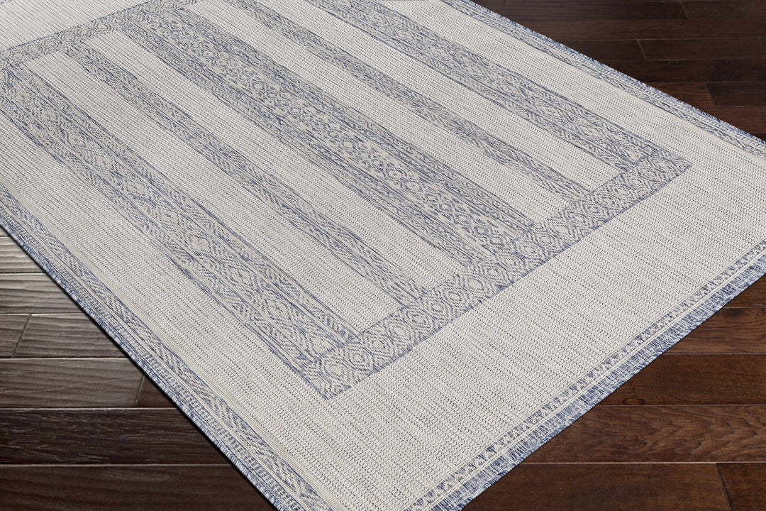Sallynoggin Bohemian Style Blue And Off White Indoor & Outdoor Rug