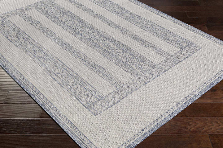 Sallynoggin Bohemian Style Blue And Off White Indoor & Outdoor Rug