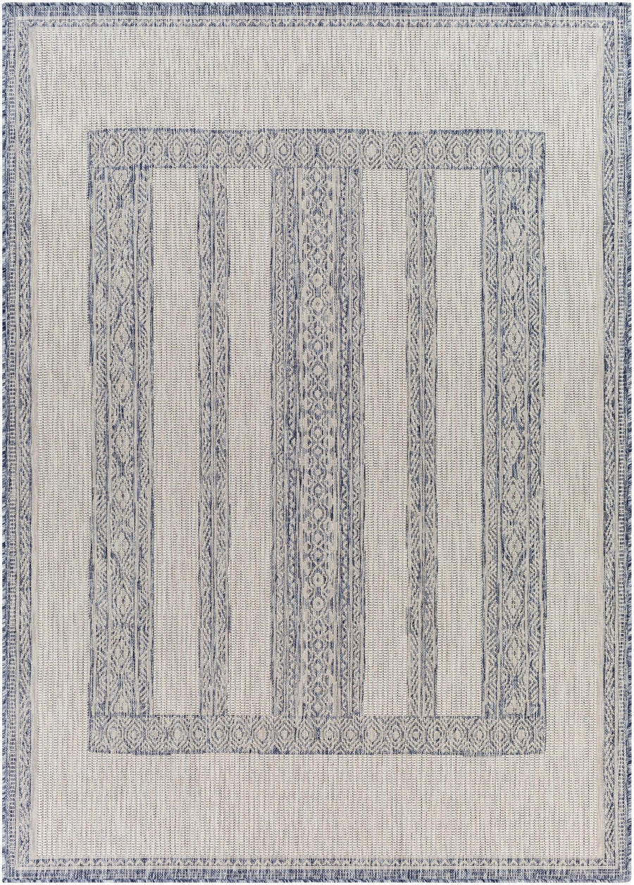 Sallynoggin Bohemian Style Blue And Off White Indoor & Outdoor Rug - The Rug Decor