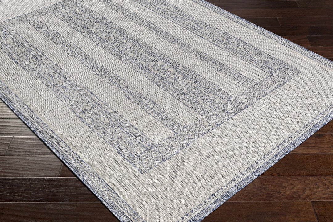 Sallynoggin Bohemian Style Blue And Off White Indoor & Outdoor Rug - The Rug Decor