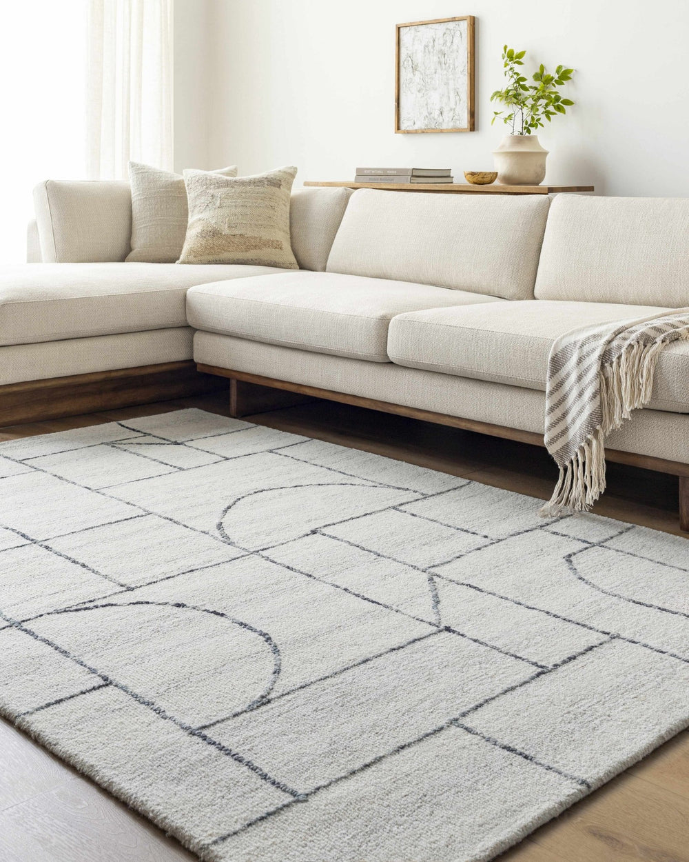 Sanaz Ivory Contemporary Style Hand Tufted Wool Area Rug - The Rug Decor