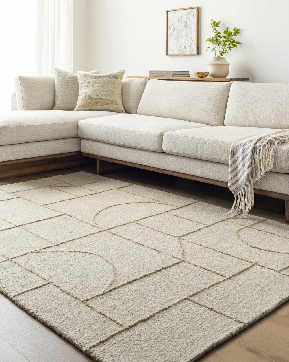 Sanaz Modern Geometrical Beige Area Rug - The Rug Decor