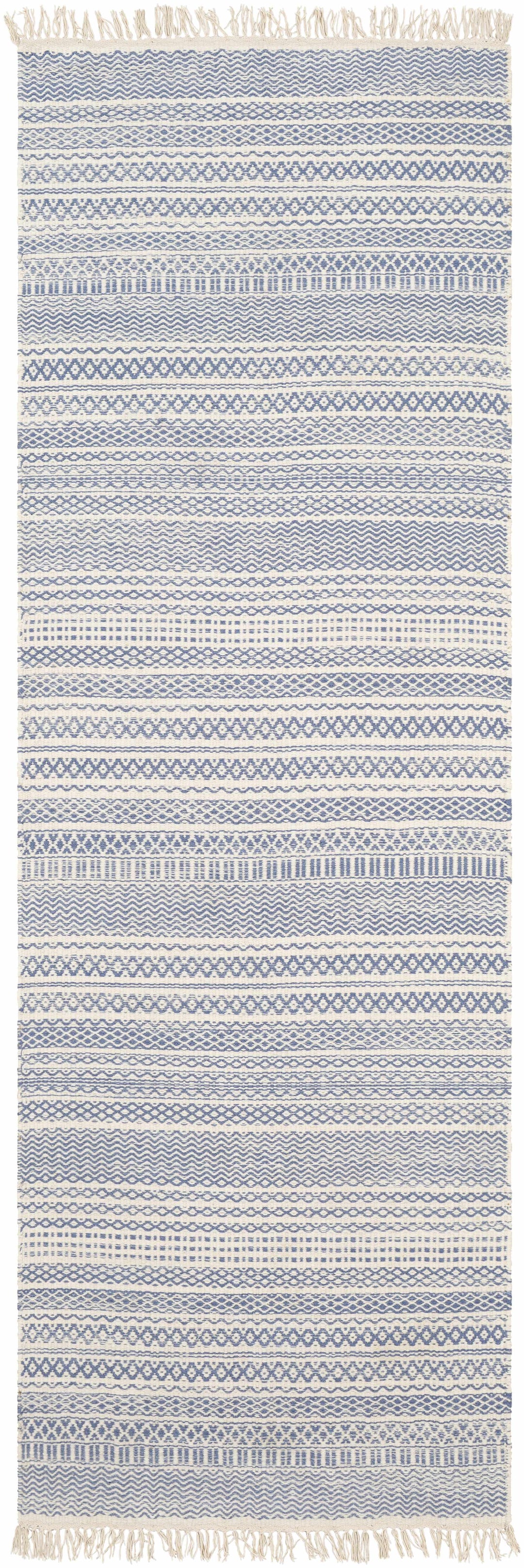Sanctuary Blue And Ivory Modern Geometrical Hand Woven Area Rug