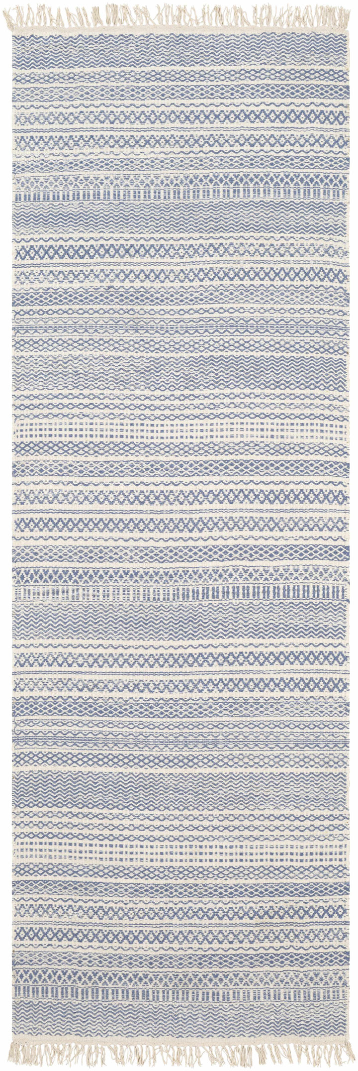Sanctuary Blue And Ivory Modern Geometrical Hand Woven Area Rug