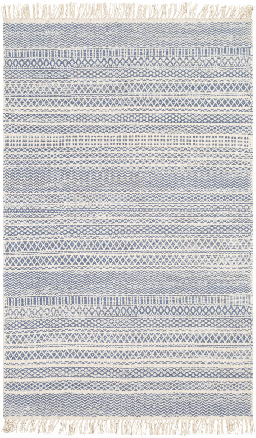 Sanctuary Blue And Ivory Modern Geometrical Hand Woven Area Rug