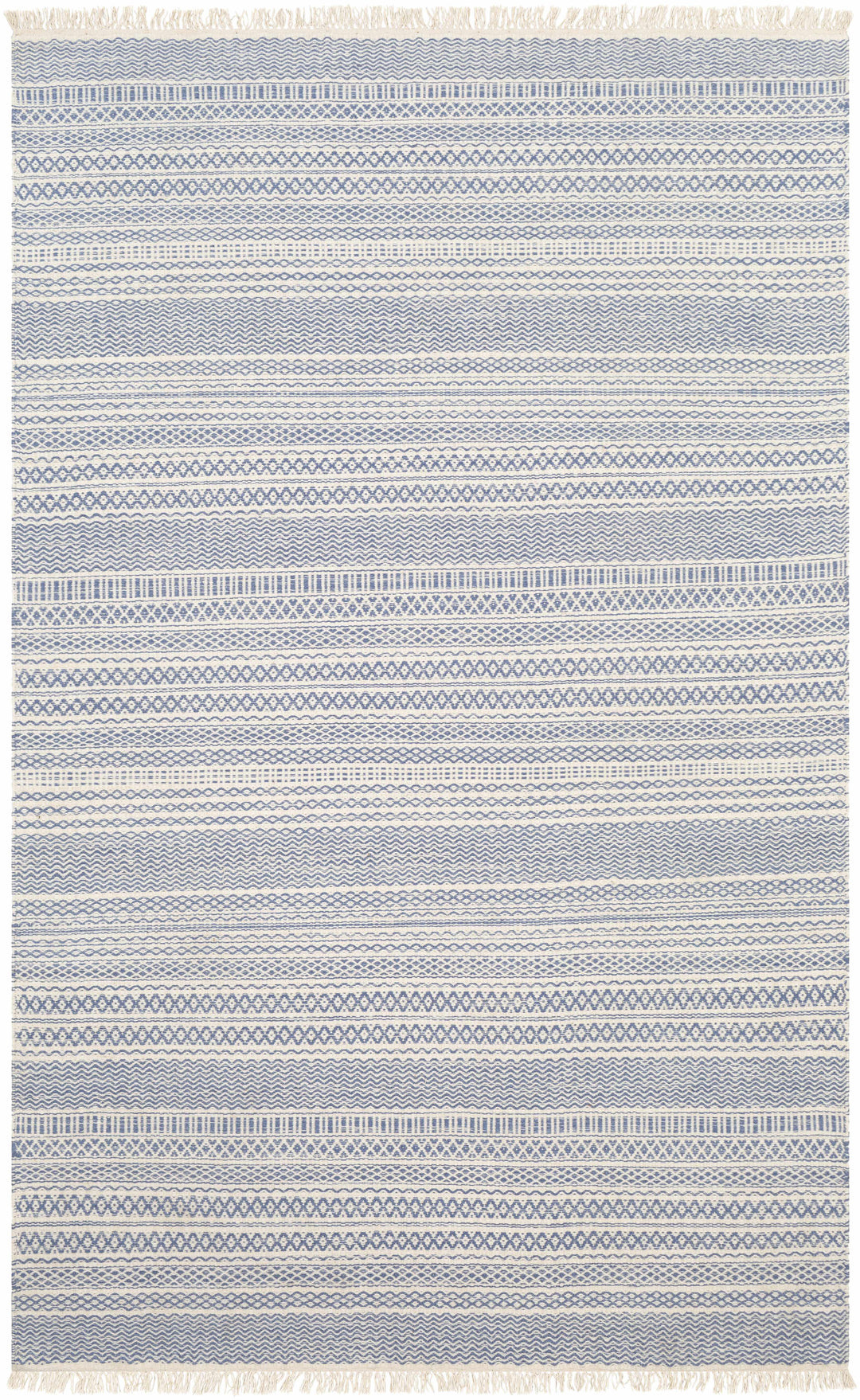 Sanctuary Blue And Ivory Modern Geometrical Hand Woven Area Rug
