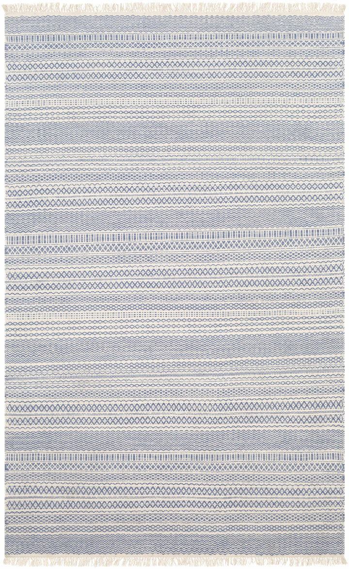 Sanctuary Blue And Ivory Modern Geometrical Hand Woven Area Rug
