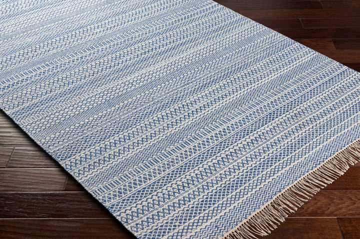 Sanctuary Blue And Ivory Modern Geometrical Hand Woven Area Rug