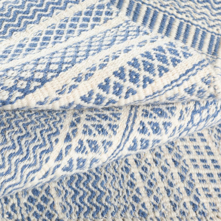 Sanctuary Blue And Ivory Modern Geometrical Hand Woven Area Rug