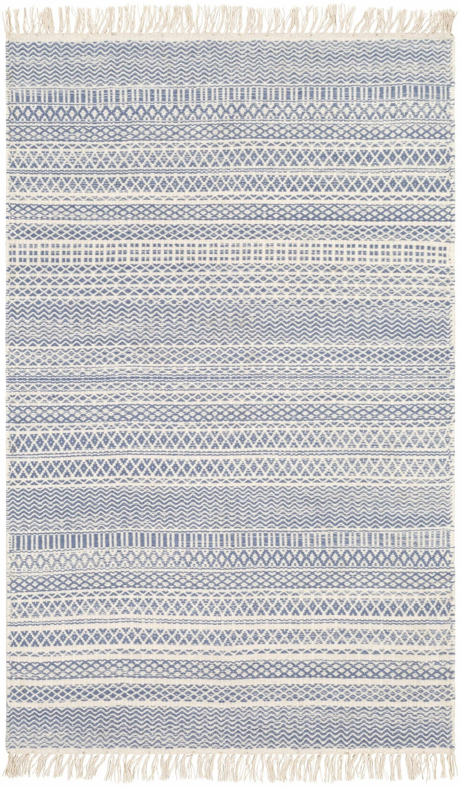 Sanctuary Blue And Ivory Modern Geometrical Hand Woven Area Rug - The Rug Decor
