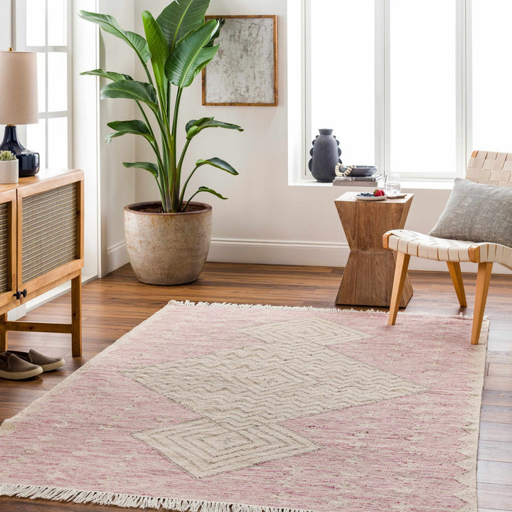Sang Beige And Pink Bohemian Hand Woven Rug - The Rug Decor