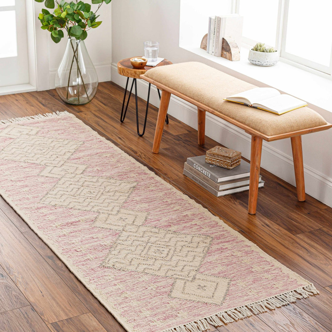 Sang Beige And Pink Bohemian Hand Woven Rug - The Rug Decor