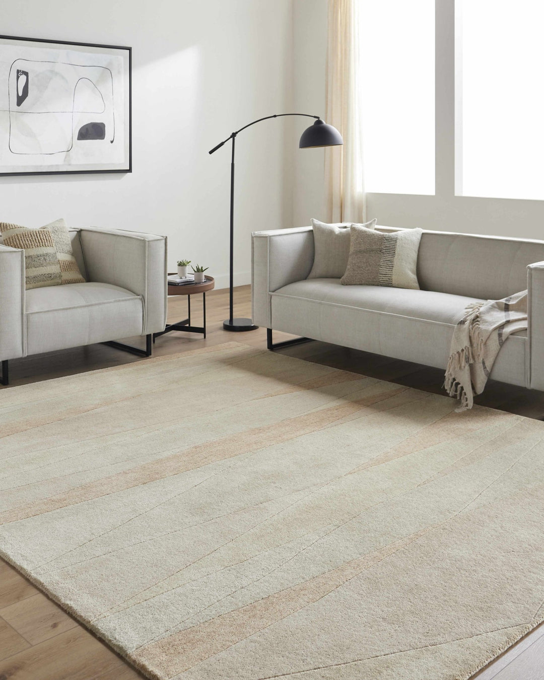 Sanne Beige Contemporary Hand Tufted Wool Rug - The Rug Decor