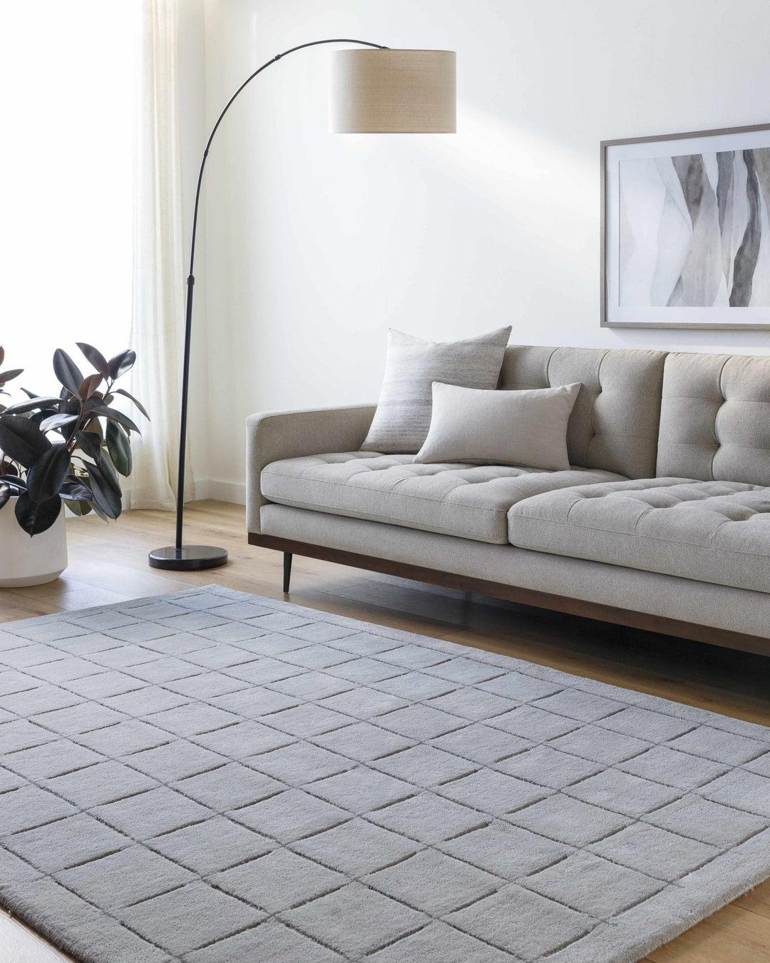 Sanvi Modern Geometrical Gray Hand Tufted Wool Area Rug - The Rug Decor