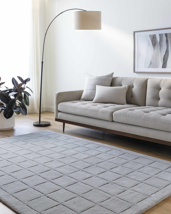 Sanvi Modern Geometrical Gray Hand Tufted Wool Area Rug - The Rug Decor