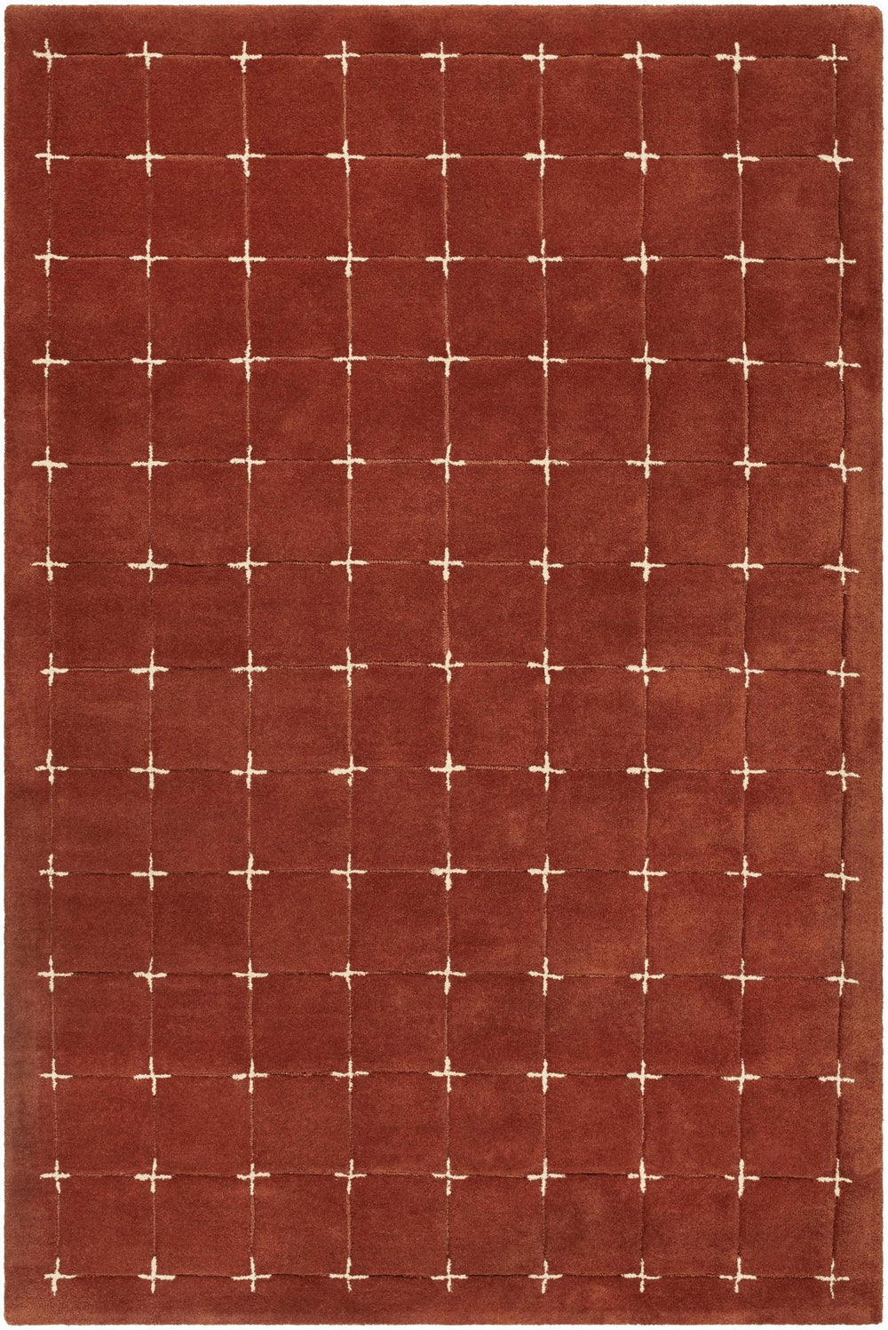 Sanvi Modern Geometrical Rust And Beige Wool Rug - The Rug Decor