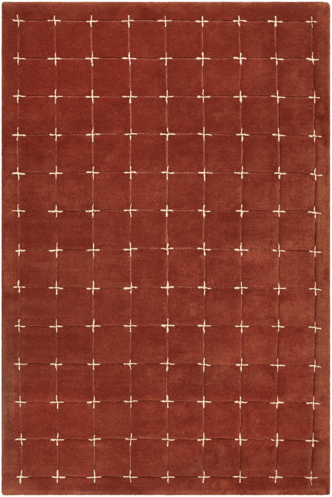 Sanvi Modern Geometrical Rust And Beige Wool Rug - The Rug Decor