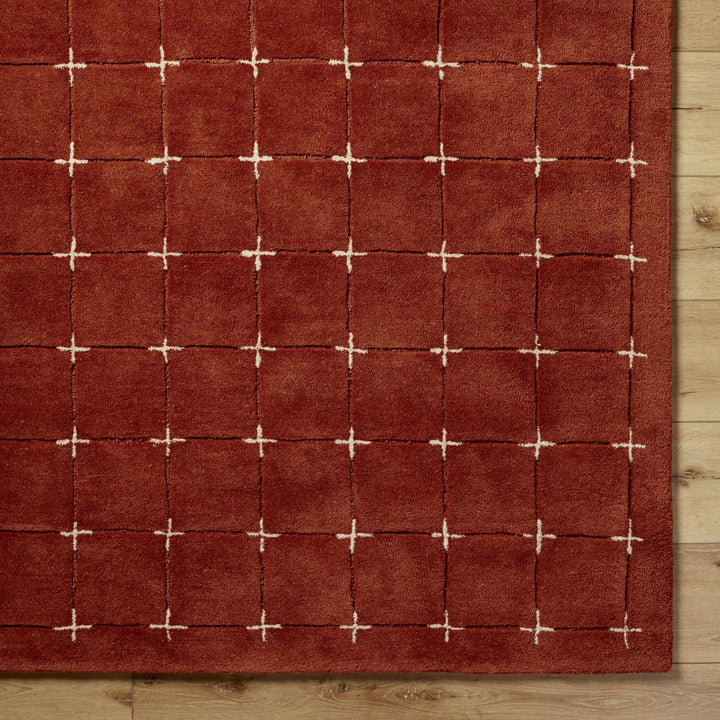 Sanvi Modern Geometrical Rust And Beige Wool Rug - The Rug Decor