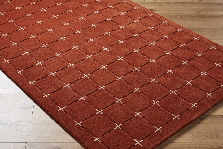 Sanvi Modern Geometrical Rust And Beige Wool Rug - The Rug Decor