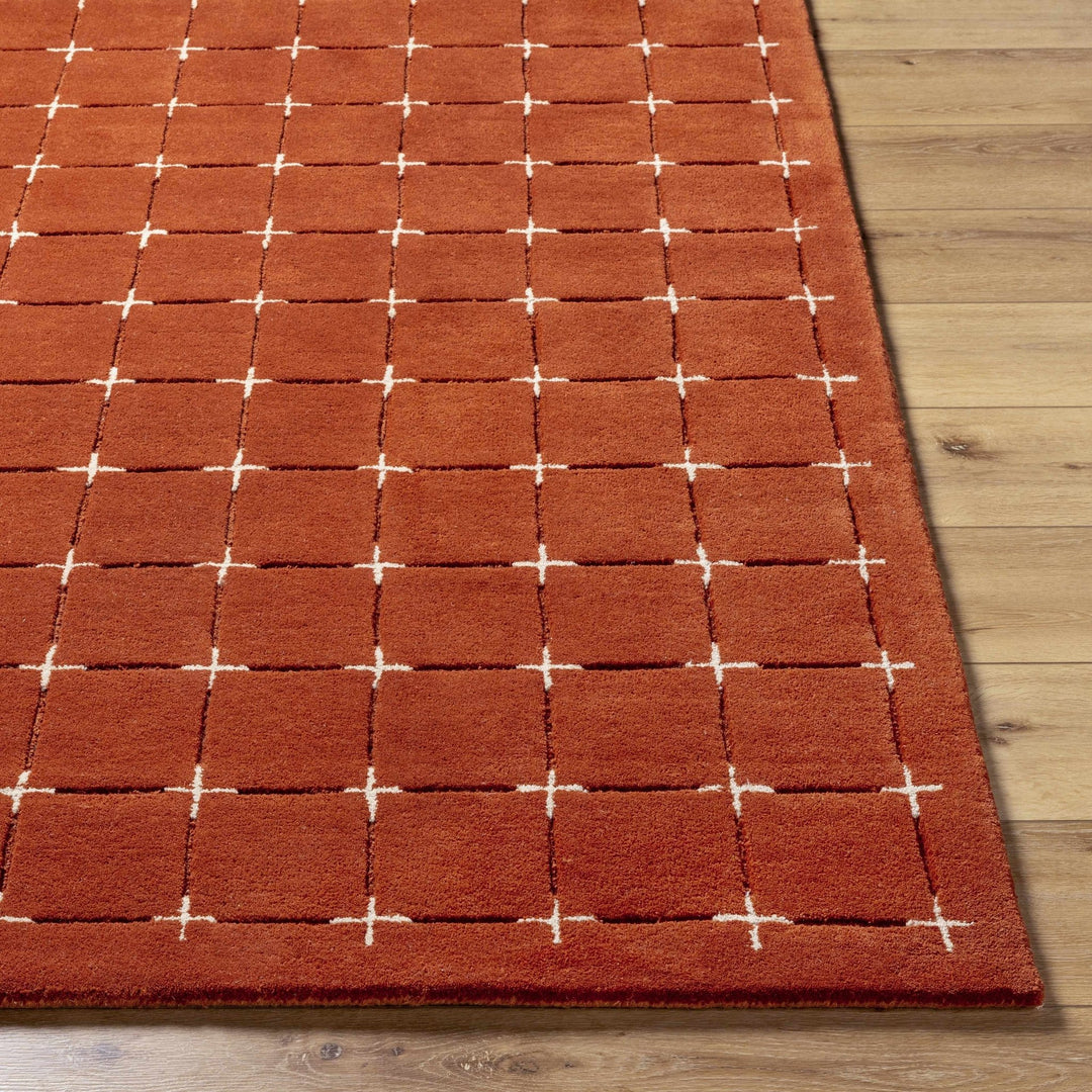 Sanvi Modern Geometrical Rust And Beige Wool Rug - The Rug Decor