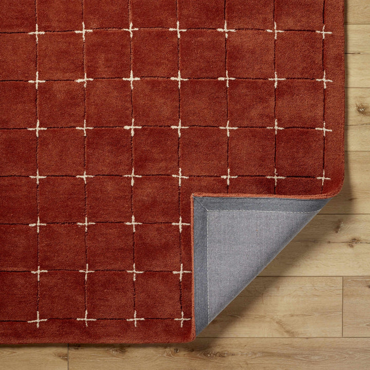 Sanvi Modern Geometrical Rust And Beige Wool Rug - The Rug Decor