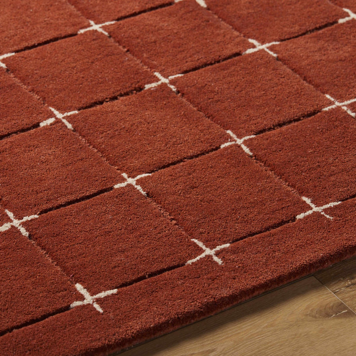 Sanvi Modern Geometrical Rust And Beige Wool Rug - The Rug Decor