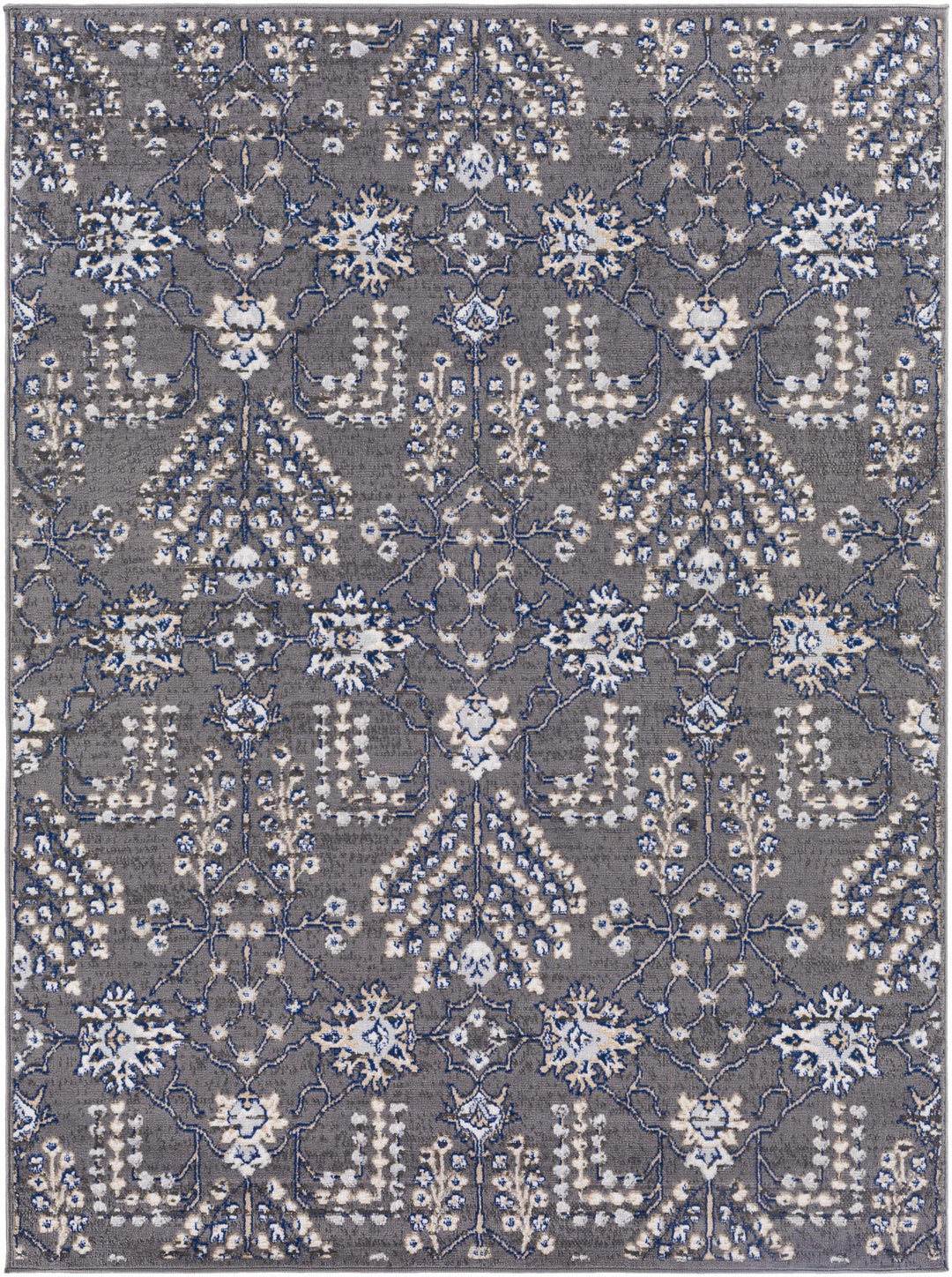 Sapinero Gray And Blue Traditional Floral Design Area Rug