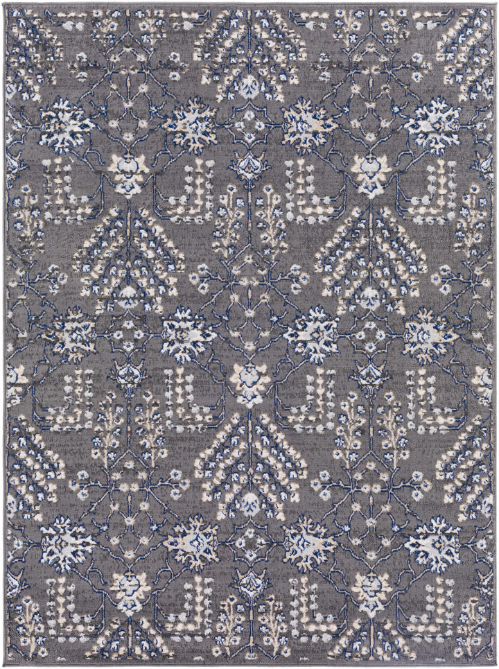 Sapinero Gray And Blue Traditional Floral Design Area Rug