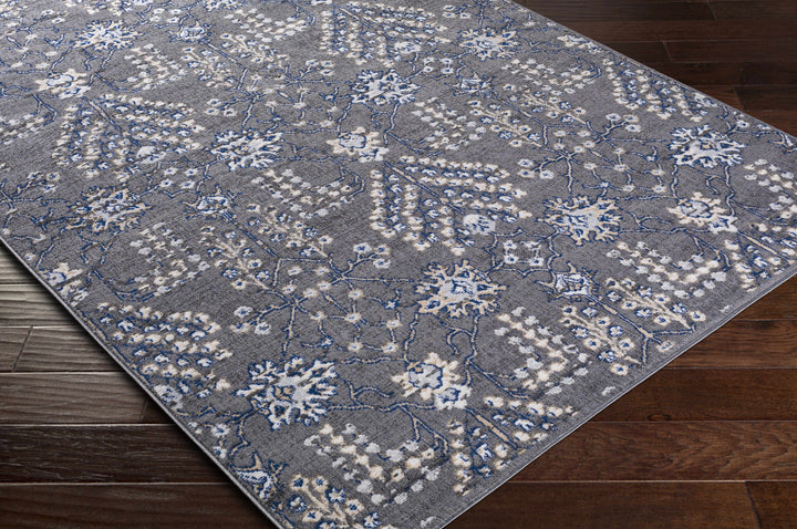 Sapinero Gray And Blue Traditional Floral Design Area Rug